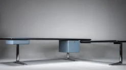 Pamono Executive Writing Desk in Oak and Leather by Warren Platner for Knoll, 1960s New