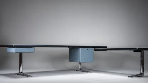 Pamono Executive Writing Desk in Oak and Leather by Warren Platner for Knoll, 1960s New