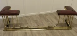 Pamono Extending Brass and Leather Club Fender, 1890s