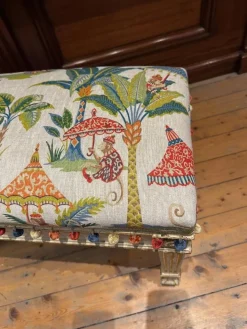 Pamono Fabric & Walnut Bench, 1930s Online