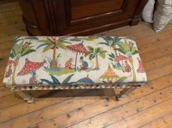 Pamono Fabric & Walnut Bench, 1930s Online