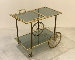 Pamono Faux Bamboo & Brass Bar Trolley from Maison Bagues, 1970s Outlet