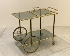 Pamono Faux Bamboo & Brass Bar Trolley from Maison Bagues, 1970s Outlet