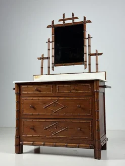 Pamono Faux Bamboo Commode with Mirror, 1890s Online