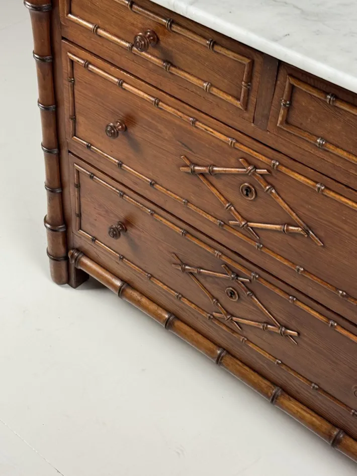 Pamono Faux Bamboo Commode with Mirror, 1890s Online