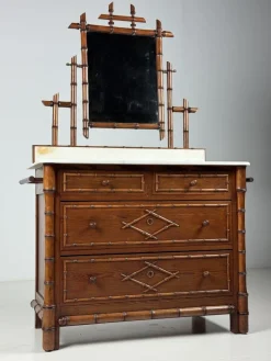 Pamono Faux Bamboo Commode with Mirror, 1890s Online