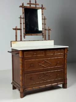 Pamono Faux Bamboo Commode with Mirror, 1890s Online