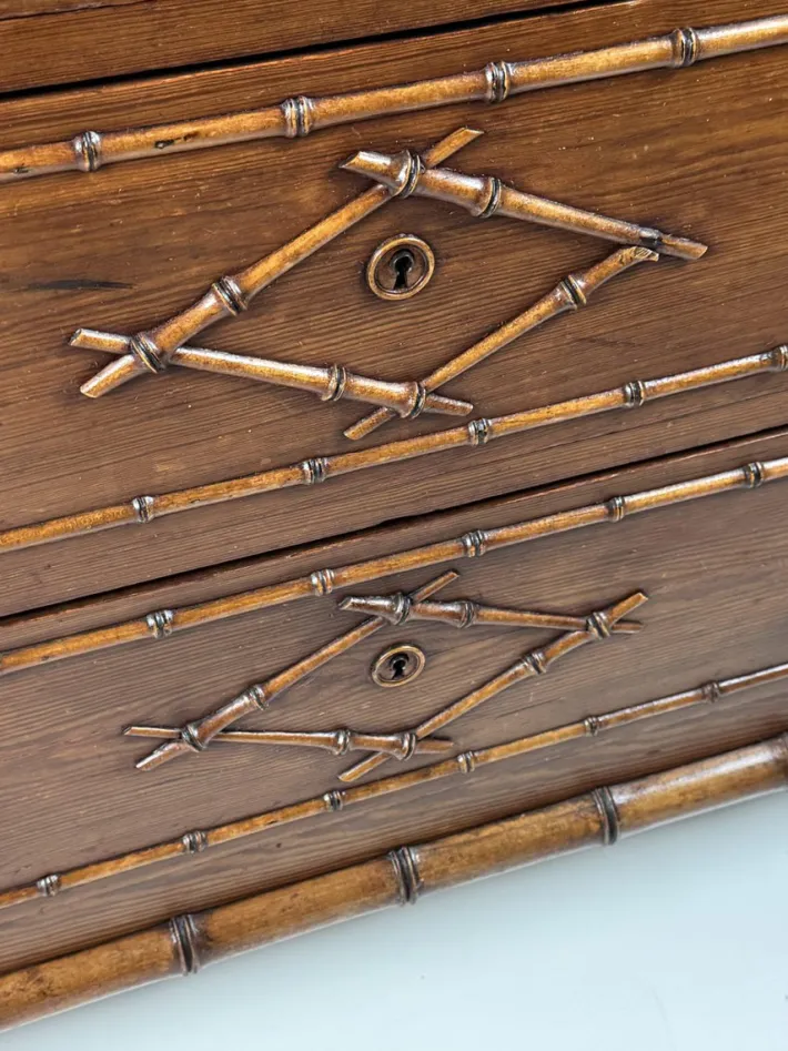 Pamono Faux Bamboo Commode with Mirror, 1890s Online