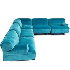 Pamono Fiandra Modular Corner Sofa in Blue Velvet by Vico Magistretti for Cassina, 1980s, Set of 5 Outlet