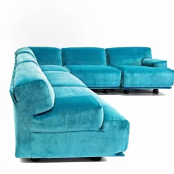 Pamono Fiandra Modular Corner Sofa in Blue Velvet by Vico Magistretti for Cassina, 1980s, Set of 5 Outlet