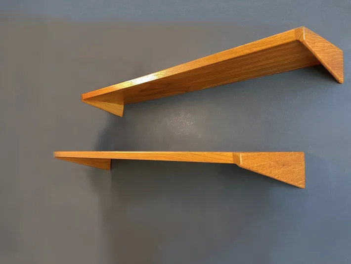 Pamono Floating Shelves in Teak attributed to Kai Kristiansen, Denmark, 1960s, Set of 2 Best