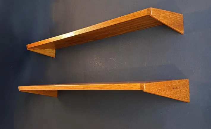 Pamono Floating Shelves in Teak attributed to Kai Kristiansen, Denmark, 1960s, Set of 2 Best