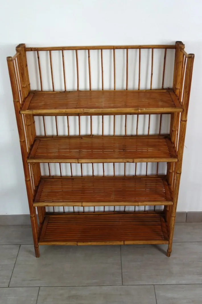 Pamono Folding Bamboo Shelf, 1950s Sale