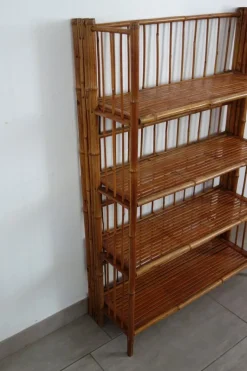 Pamono Folding Bamboo Shelf, 1950s Sale