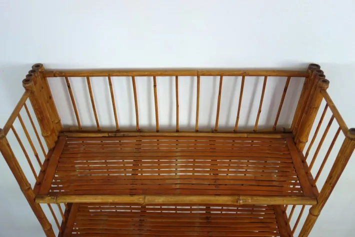 Pamono Folding Bamboo Shelf, 1950s Sale
