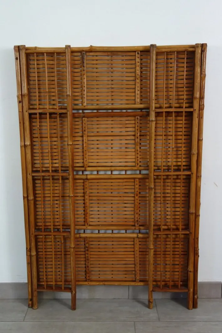Pamono Folding Bamboo Shelf, 1950s Sale