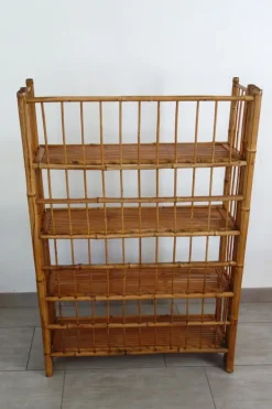 Pamono Folding Bamboo Shelf, 1950s Sale