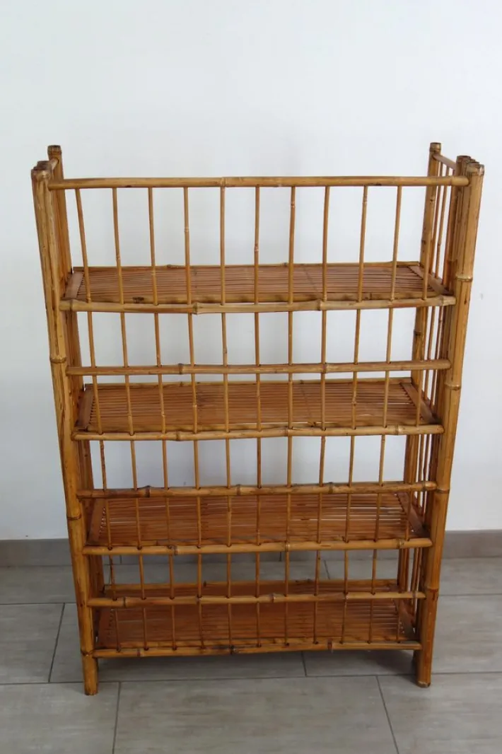 Pamono Folding Bamboo Shelf, 1950s Sale