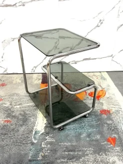 Pamono Food Trolley with Triple Shelf in Steel, 1970 Best