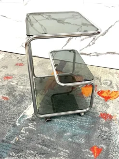 Pamono Food Trolley with Triple Shelf in Steel, 1970 Best