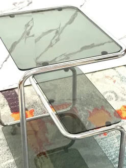 Pamono Food Trolley with Triple Shelf in Steel, 1970 Best