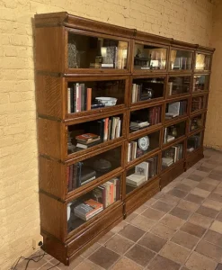 Pamono Four-Module Oak Wall Bookcase from Globe Wernicke, 1890s Best