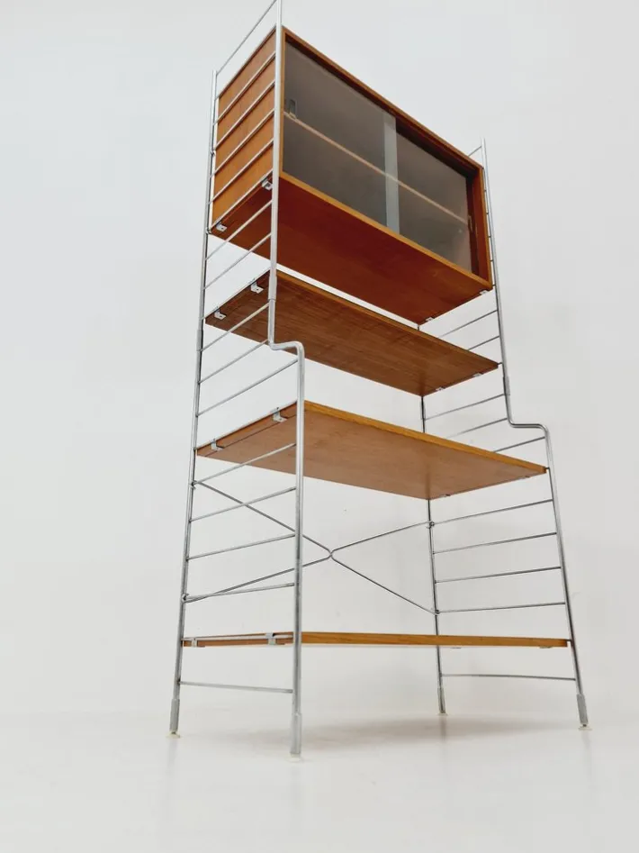 Pamono Free Standing String Shelf-System with Cabinet in Teak from WHB Germany, 1950s Discount