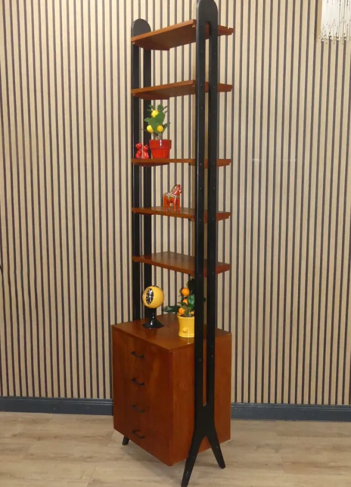 Pamono Freestanding Teak Shelf, 1960s Outlet