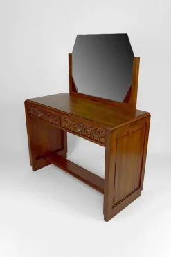 Pamono French Art Deco Dressing Table in Carved Walnut, 1930 Best