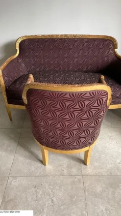 Pamono French Art Deco Living Room Set in Carved Wood by Paul Follot, 1920s, Set of 3