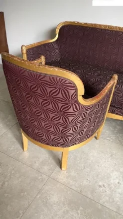 Pamono French Art Deco Living Room Set in Carved Wood by Paul Follot, 1920s, Set of 3