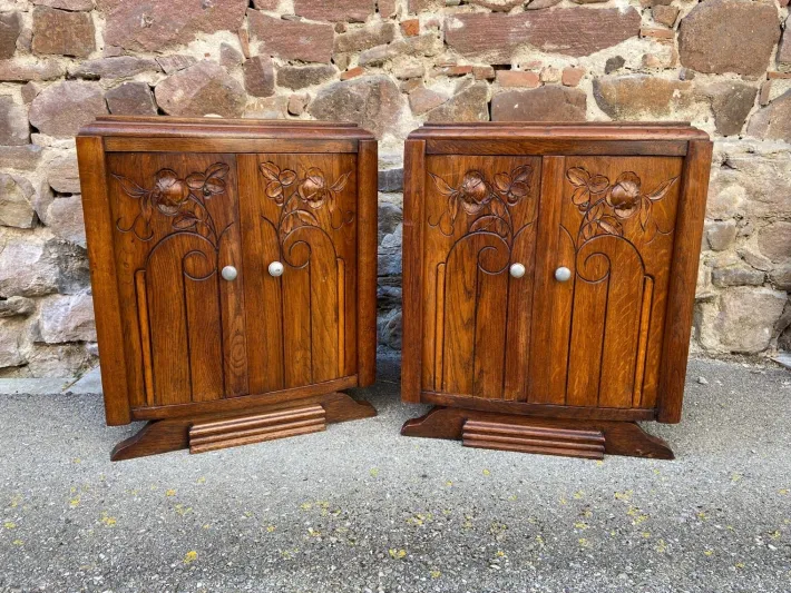 Pamono French Art Deco Nightstands, 1940s, Set of 2