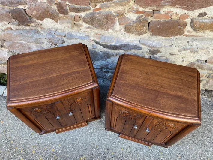 Pamono French Art Deco Nightstands, 1940s, Set of 2