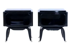 Pamono French Art Deco Open Nightstands in Black Piano Lacquer, 1930s-1940s, Set of 2 Outlet