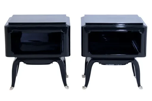 Pamono French Art Deco Open Nightstands in Black Piano Lacquer, 1930s-1940s, Set of 2 Outlet