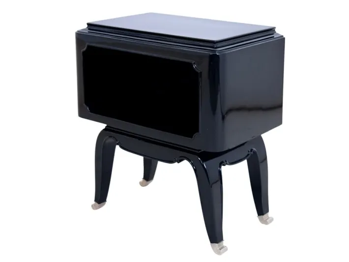 Pamono French Art Deco Open Nightstands in Black Piano Lacquer, 1930s-1940s, Set of 2 Outlet