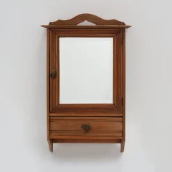 Pamono French Art Deco Shaving Cabinet in Carved Wood with Beveled Mirror, 1920s Outlet