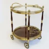 Pamono French Bar Cart / Trolley in Brass, Glass & Wood by Maison Jansen for Maison Jansen, 1950 New