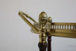 Pamono French Bar Cart / Trolley in Brass, Glass & Wood by Maison Jansen for Maison Jansen, 1950 New