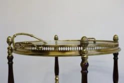 Pamono French Bar Cart / Trolley in Brass, Glass & Wood by Maison Jansen for Maison Jansen, 1950 New