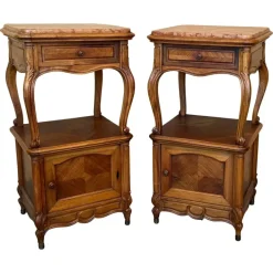 Pamono French Bedside Tables with Cabriole Legs, 1950s, Set of 2
