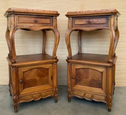 Pamono French Bedside Tables with Cabriole Legs, 1950s, Set of 2