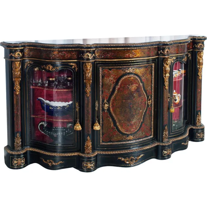 Pamono French Boulle Style Sideboard with Brass Inlay and Gilt Bronze Mounts, 1920s Best