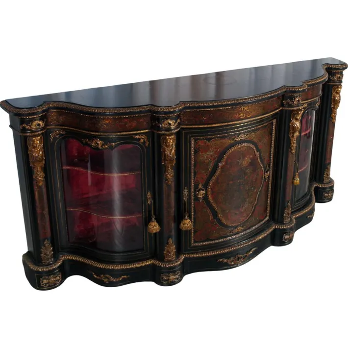 Pamono French Boulle Style Sideboard with Brass Inlay and Gilt Bronze Mounts, 1920s Best