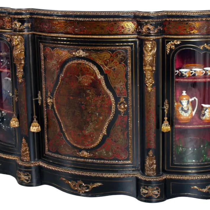 Pamono French Boulle Style Sideboard with Brass Inlay and Gilt Bronze Mounts, 1920s Best