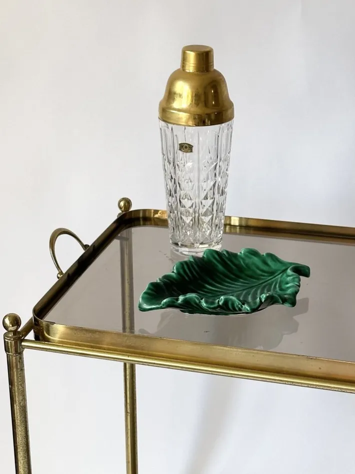 Pamono French Brass and Smoked Glass Bar Cart, 1960s Best