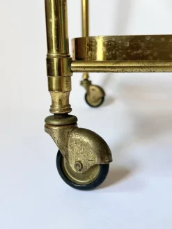 Pamono French Brass and Smoked Glass Bar Cart, 1960s Best