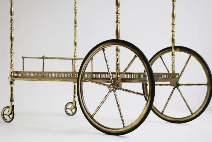 Pamono French Brass Bar Cart from Maison Baguès, 1950s New