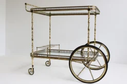Pamono French Brass Bar Cart from Maison Baguès, 1950s New