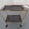 Pamono French Brass Tea Cart Attributed to Mathieu Matégot, 1950s Outlet